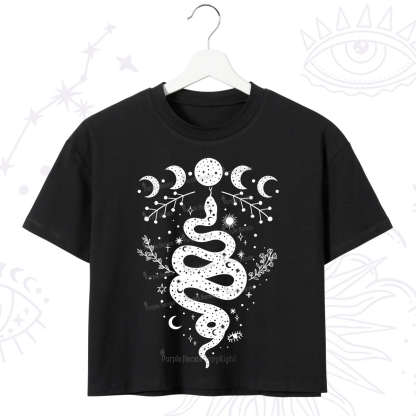 Purplehecate Snake And Moon Phase Comfort Crop T-Shirt
