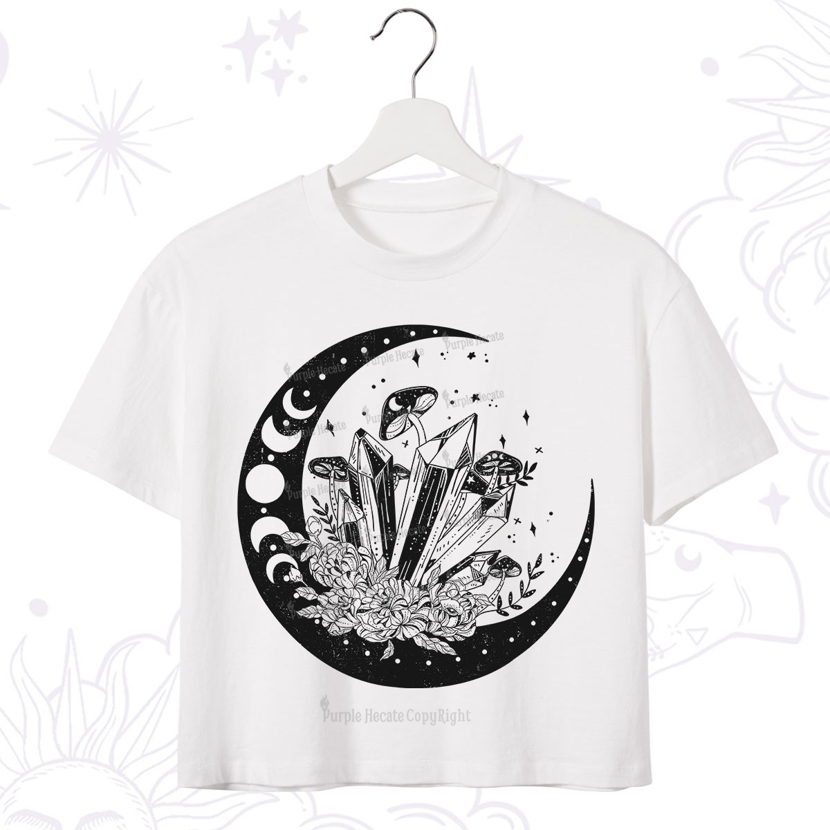 Purplehecate Moonshine and Crystal Crop T-Shirt