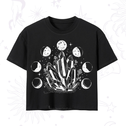 Purplehecate Crystals and Moon Phases Crop T-Shirt