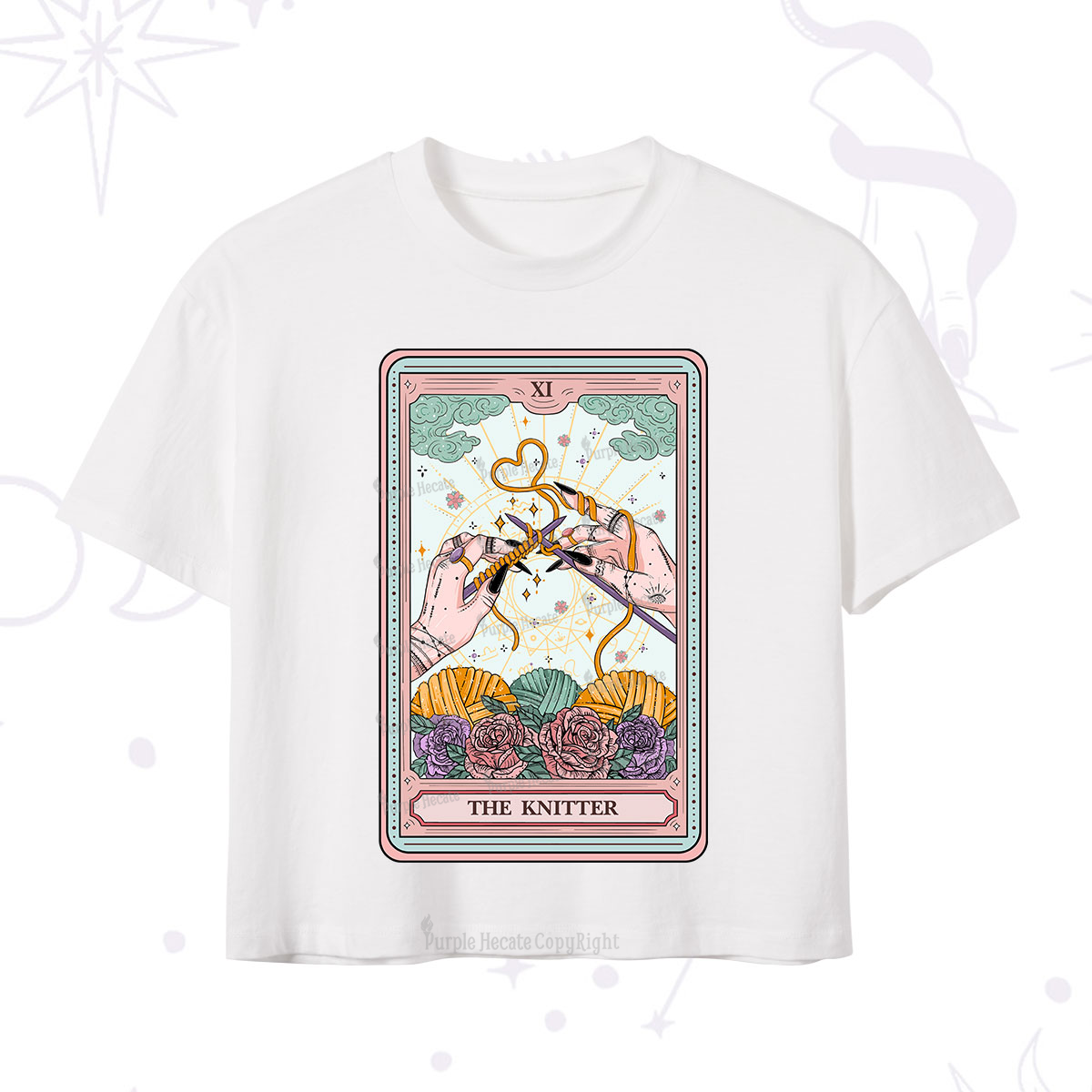 Purplehecate The Knitter Tarot Card Crop T-Shirt