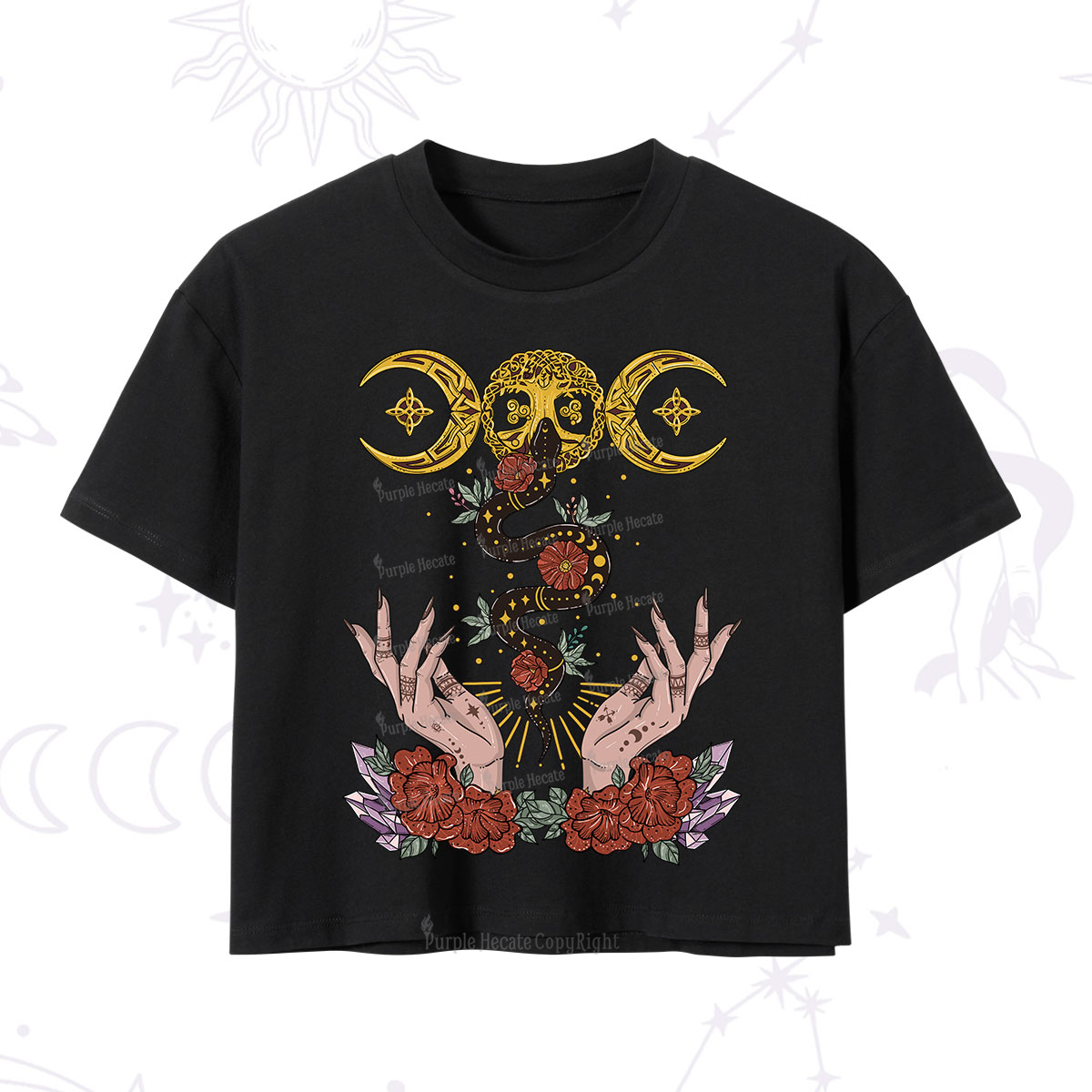 Purplehecate Lunar Bloom Crop T-Shirt