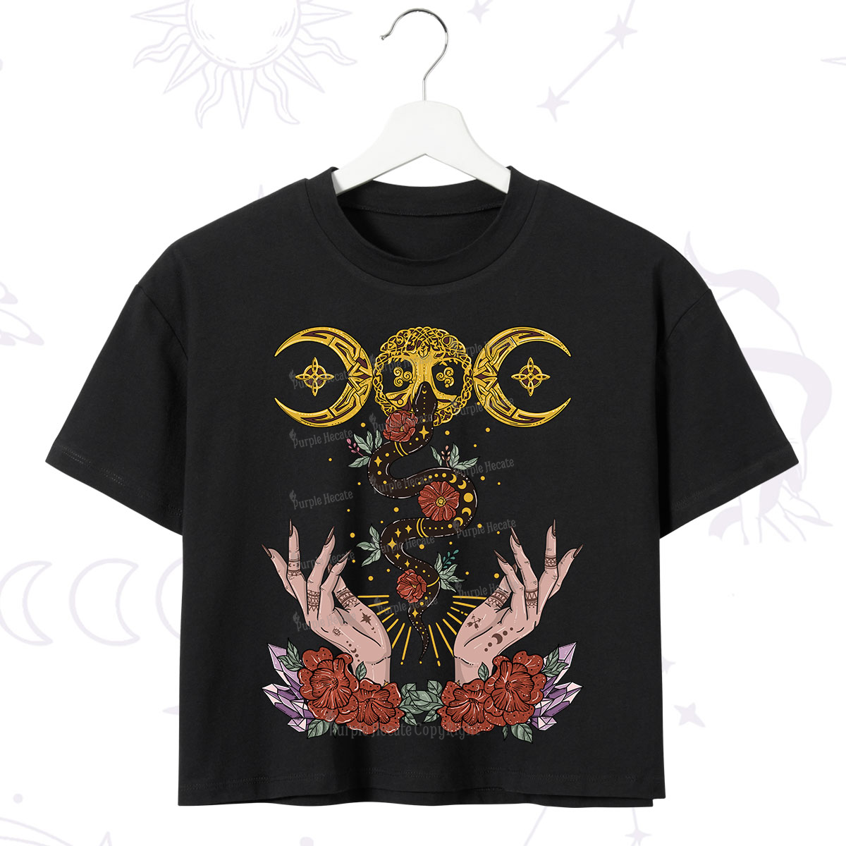 Purplehecate Lunar Bloom Crop T-Shirt