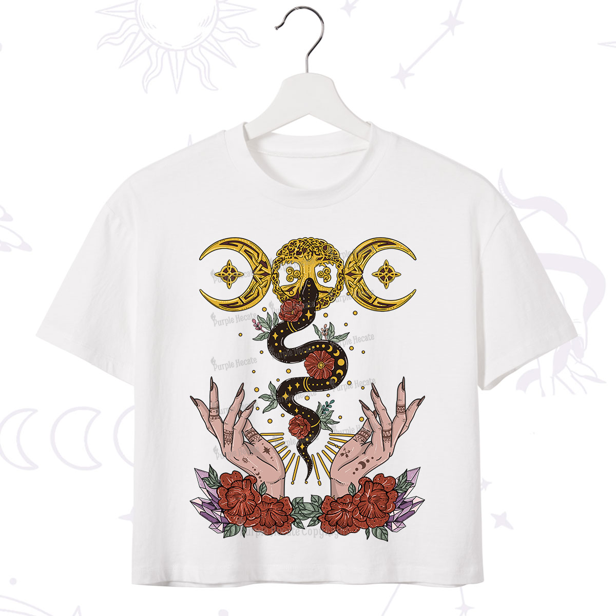 Purplehecate Lunar Bloom Crop T-Shirt