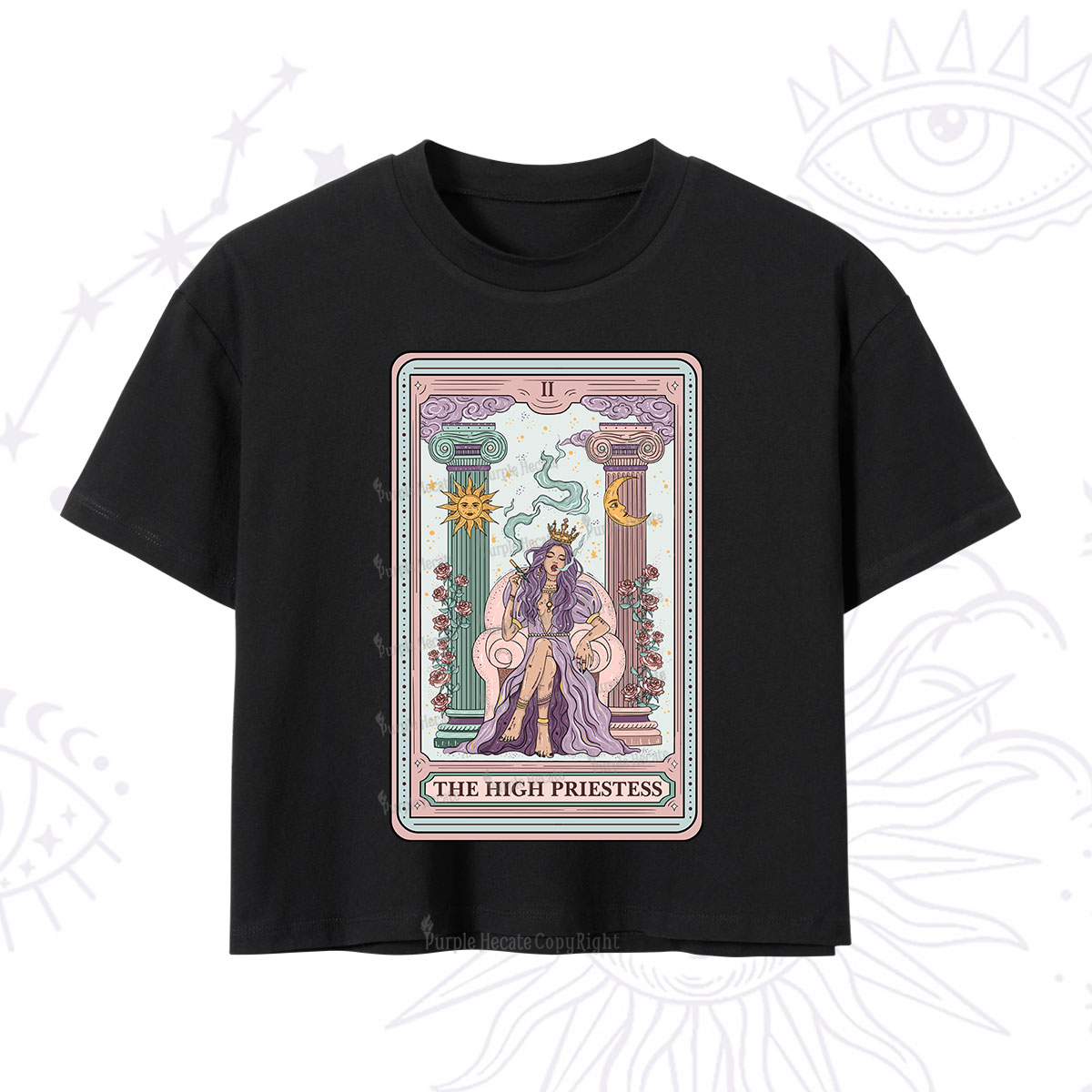 Purplehecate The High Priestess Tarot Card Crop T-Shirt