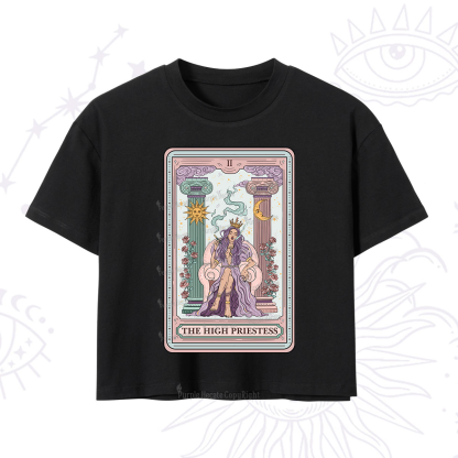 Purplehecate The High Priestess Tarot Card Crop T-Shirt