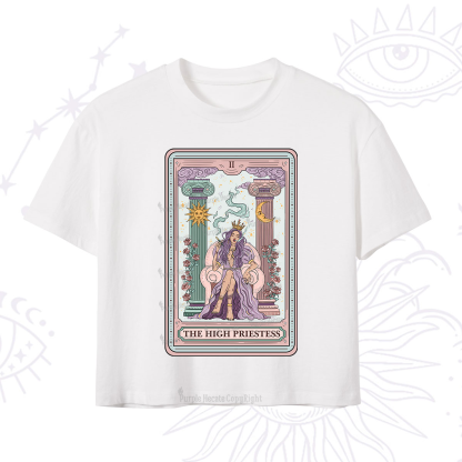 Purplehecate The High Priestess Tarot Card Crop T-Shirt