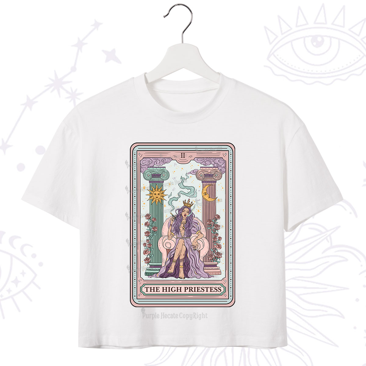 Purplehecate The High Priestess Tarot Card Crop T-Shirt