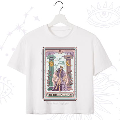 Purplehecate The High Priestess Tarot Card Crop T-Shirt