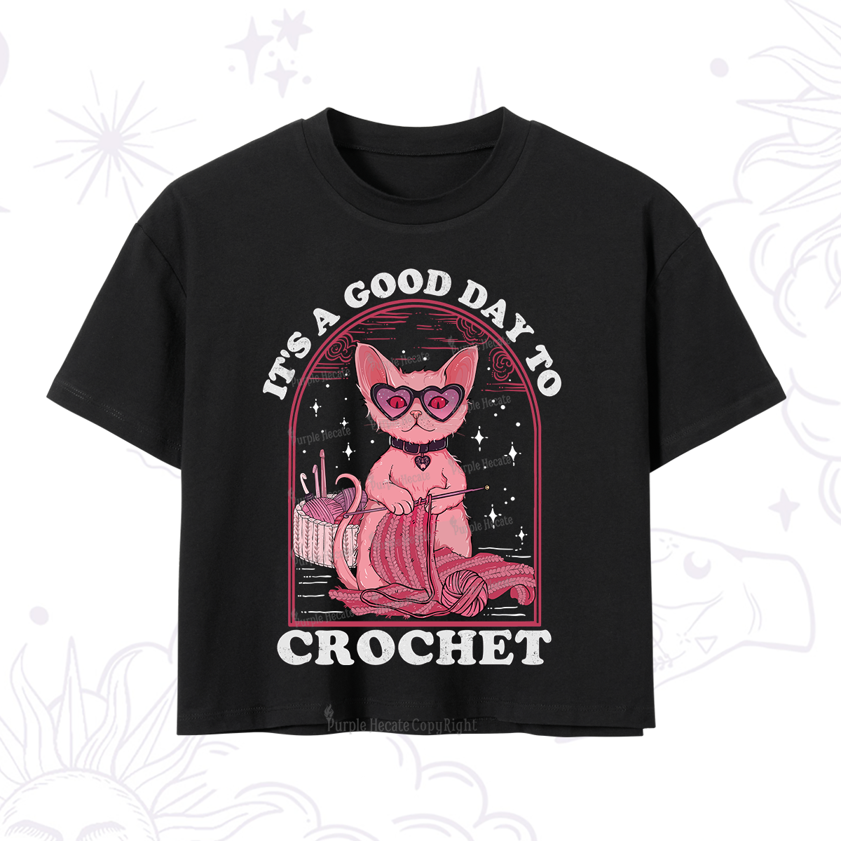 Purplehecate It's A Good Day To Crochet Crop T-Shirt