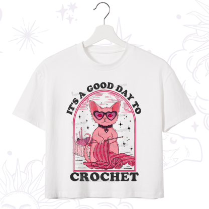 Purplehecate It's A Good Day To Crochet Crop T-Shirt