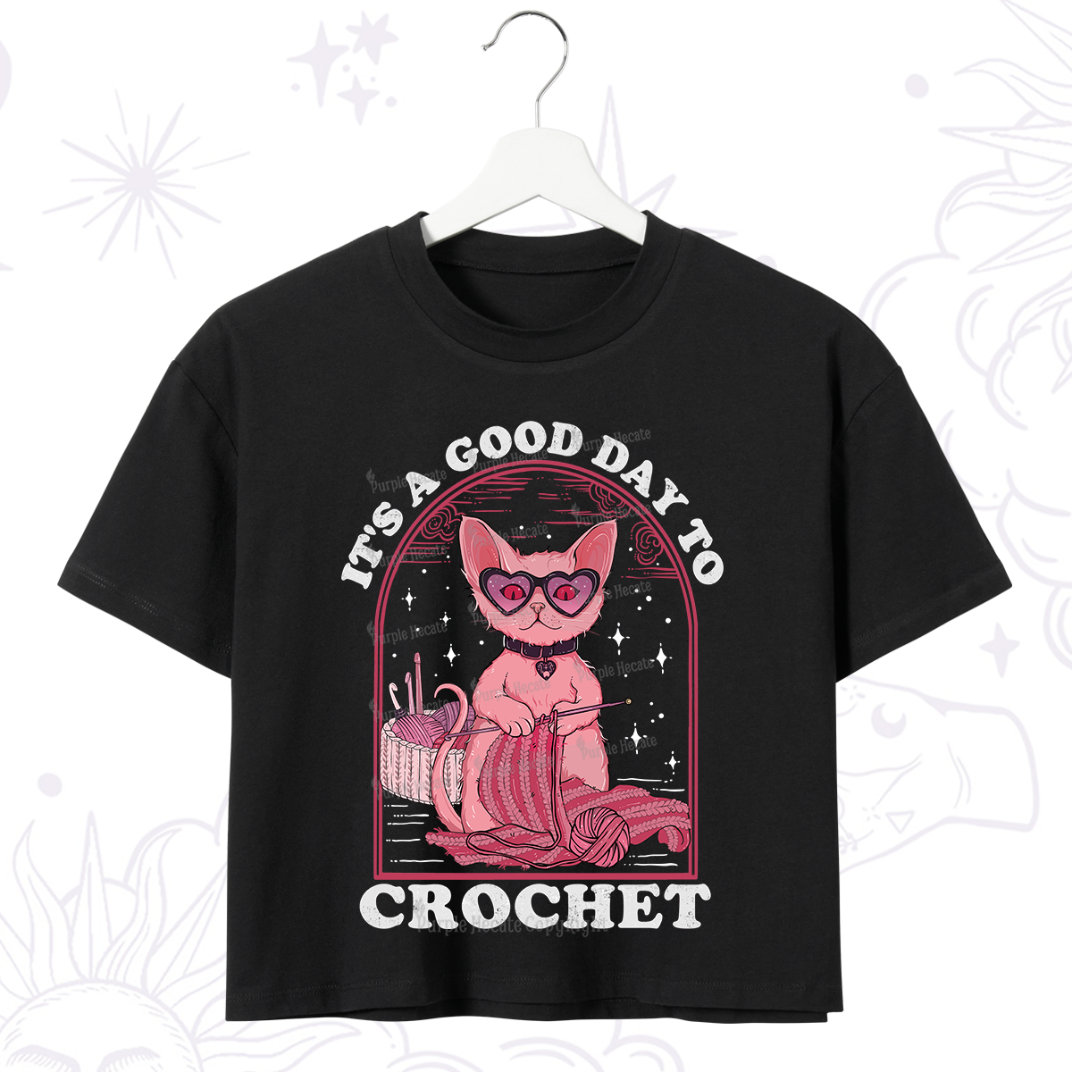 Purplehecate It's A Good Day To Crochet Crop T-Shirt