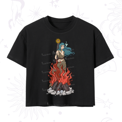 Purplehecate Witchy Woman Burned at the Stake Crop T-Shirt