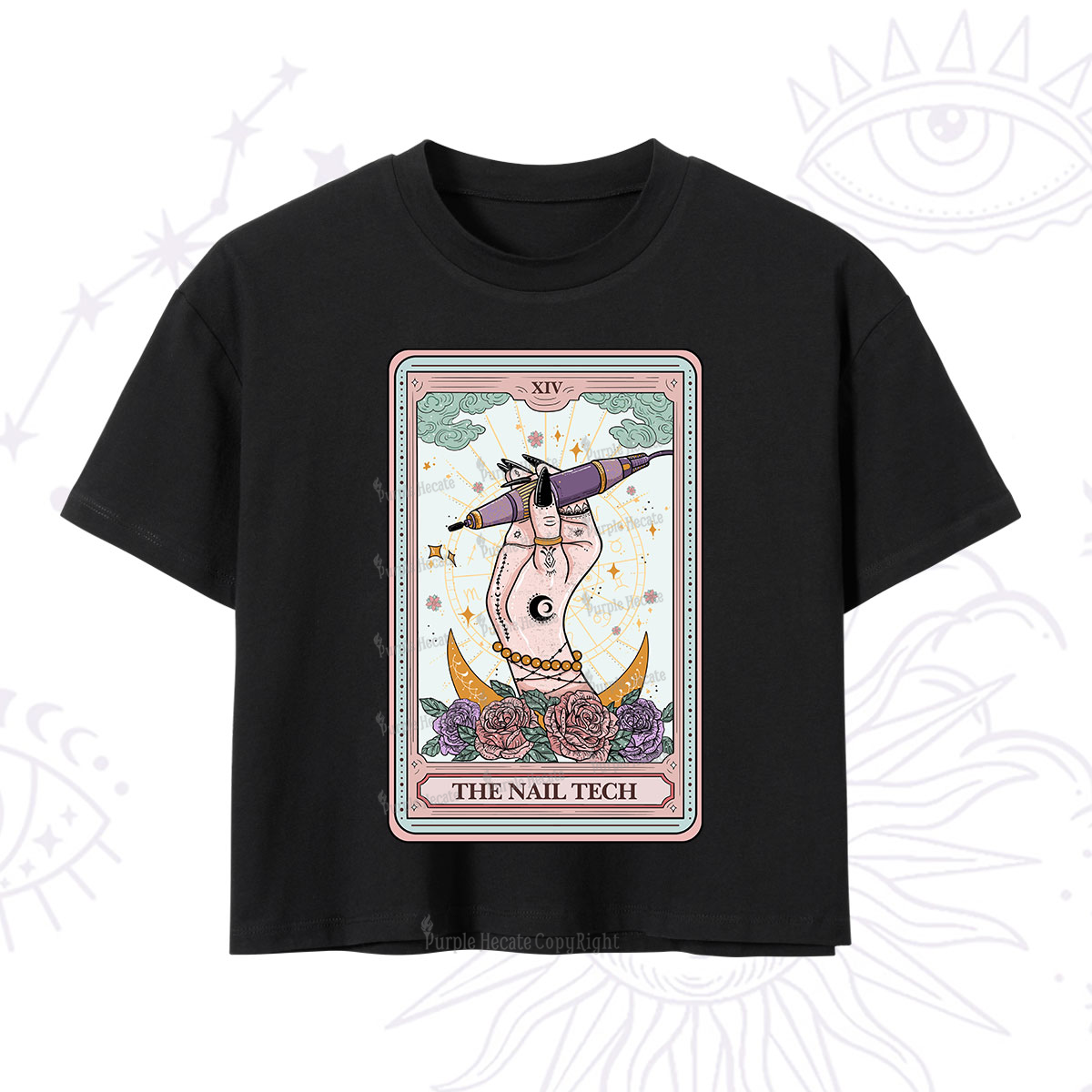 Purplehecate The Nail Tech Tarot Card Crop T-Shirt