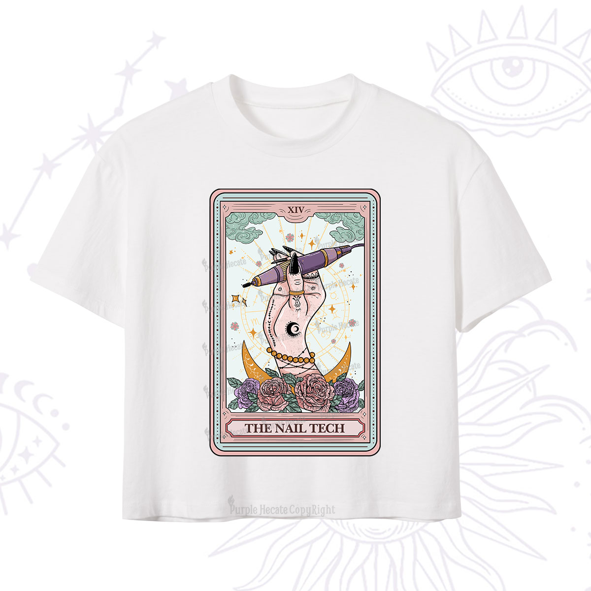 Purplehecate The Nail Tech Tarot Card Crop T-Shirt