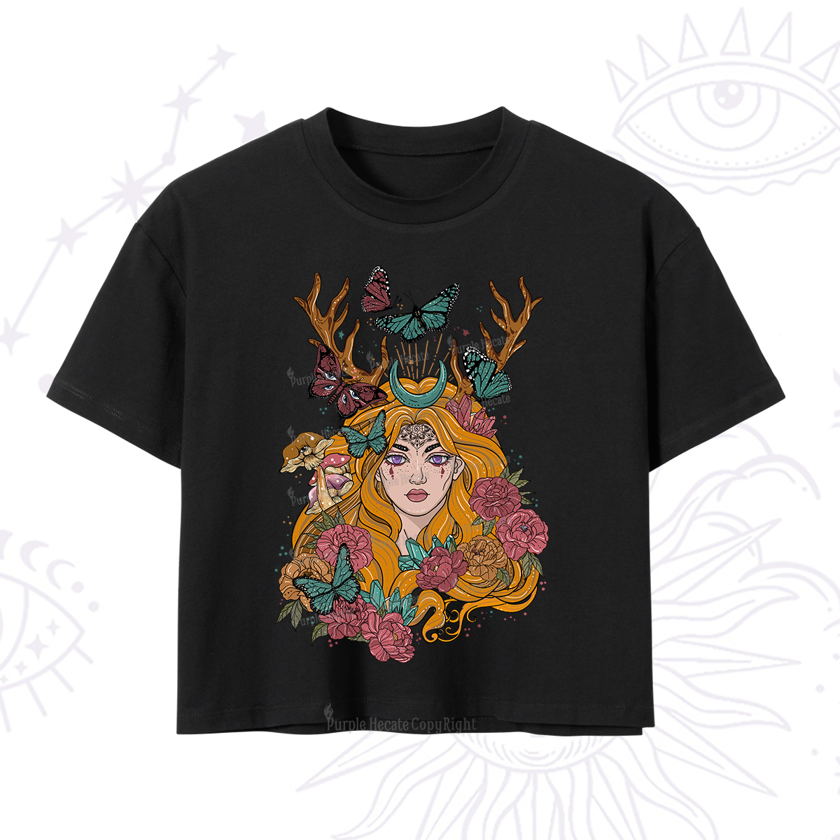 Purplehecate Butterfly Flutter Crop T-Shirt