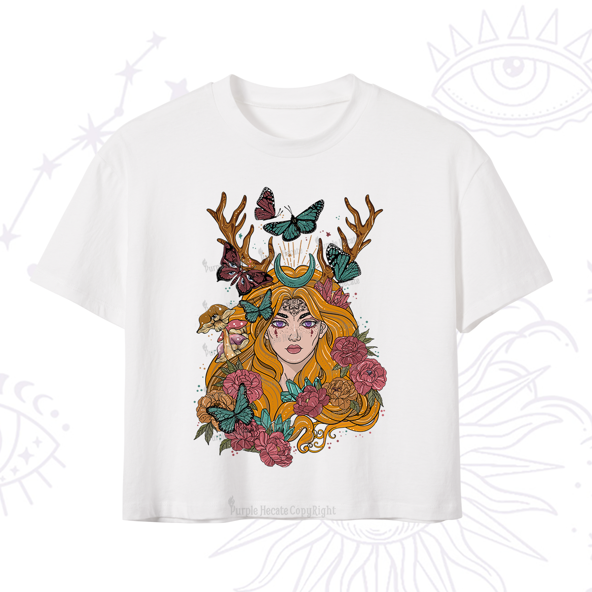 Purplehecate Butterfly Flutter Crop T-Shirt