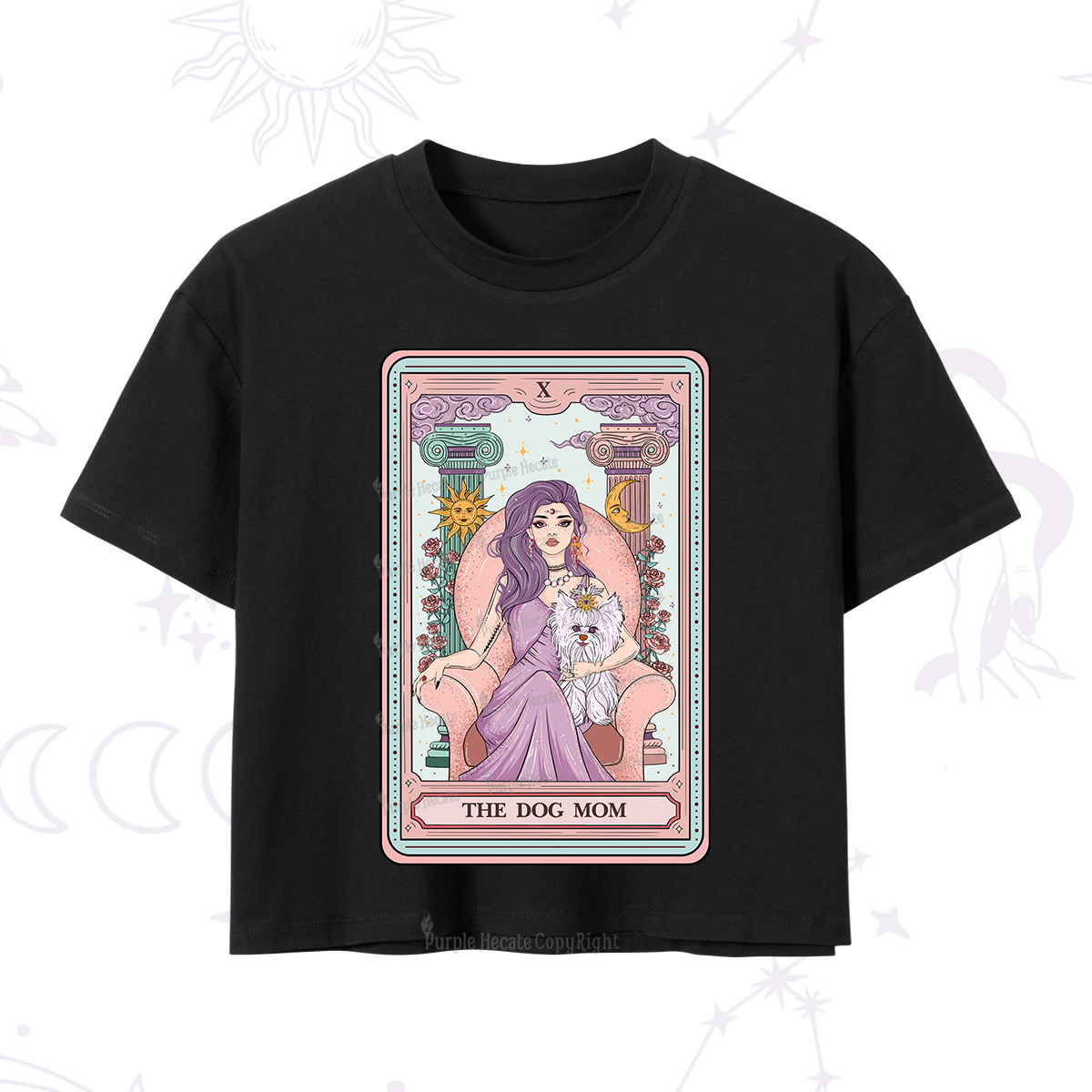 Purplehecate The Cute Dog Mom Tarot card Crop T-Shirt