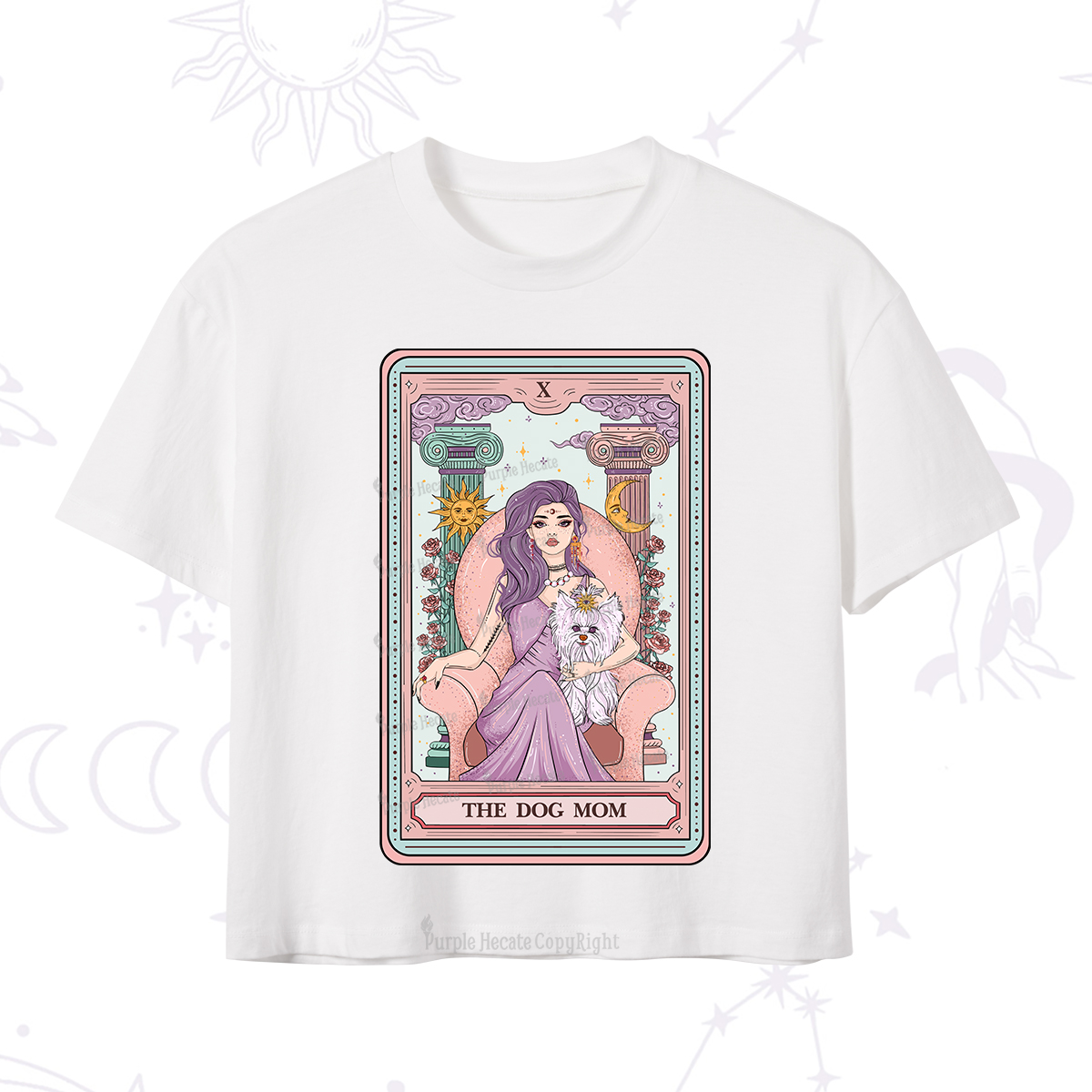 Purplehecate The Cute Dog Mom Tarot card Crop T-Shirt