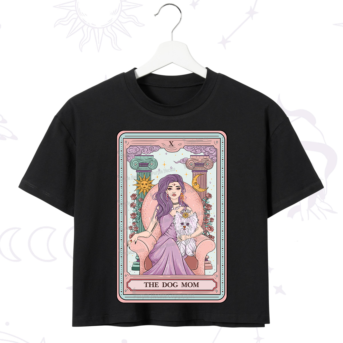Purplehecate The Cute Dog Mom Tarot card Crop T-Shirt