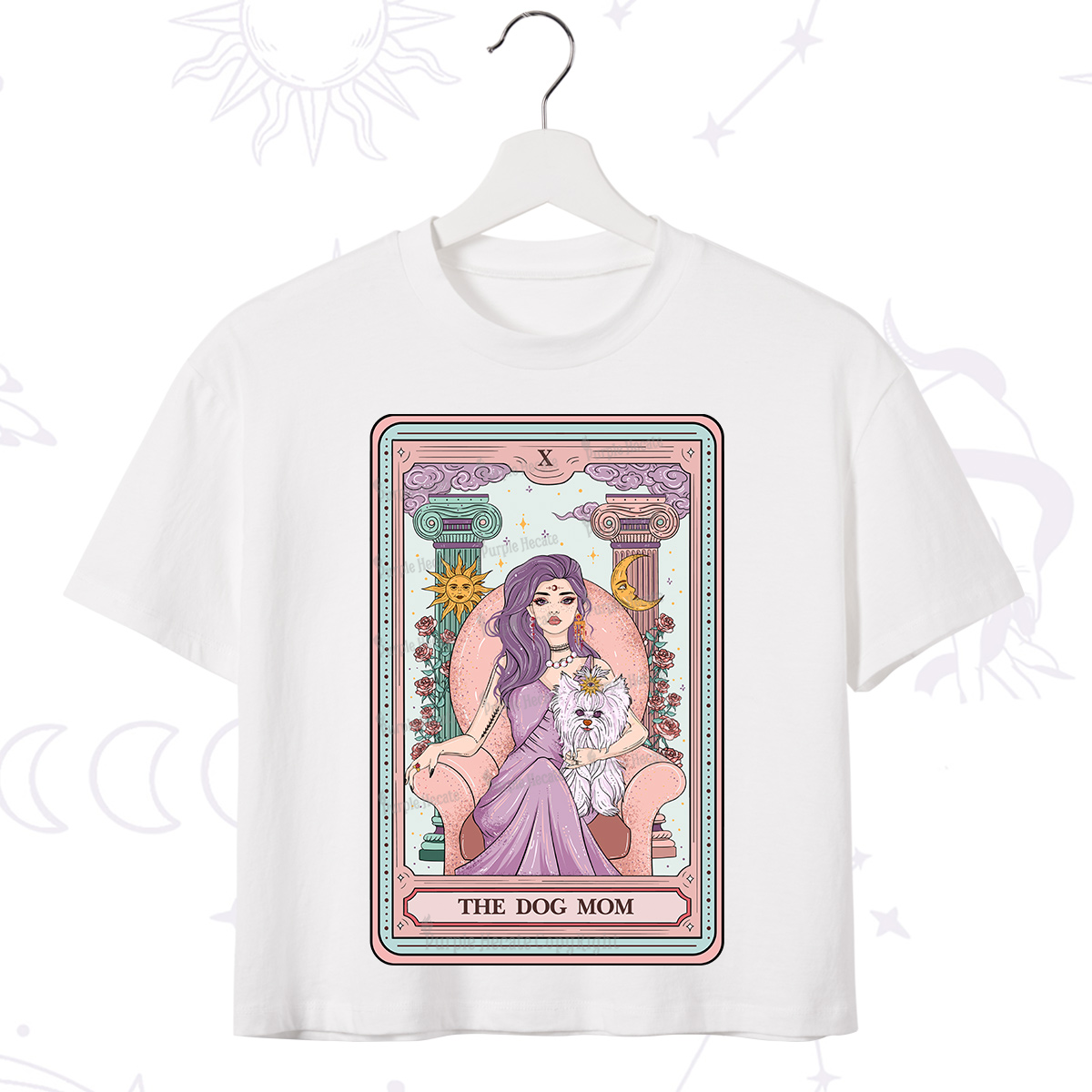 Purplehecate The Cute Dog Mom Tarot card Crop T-Shirt