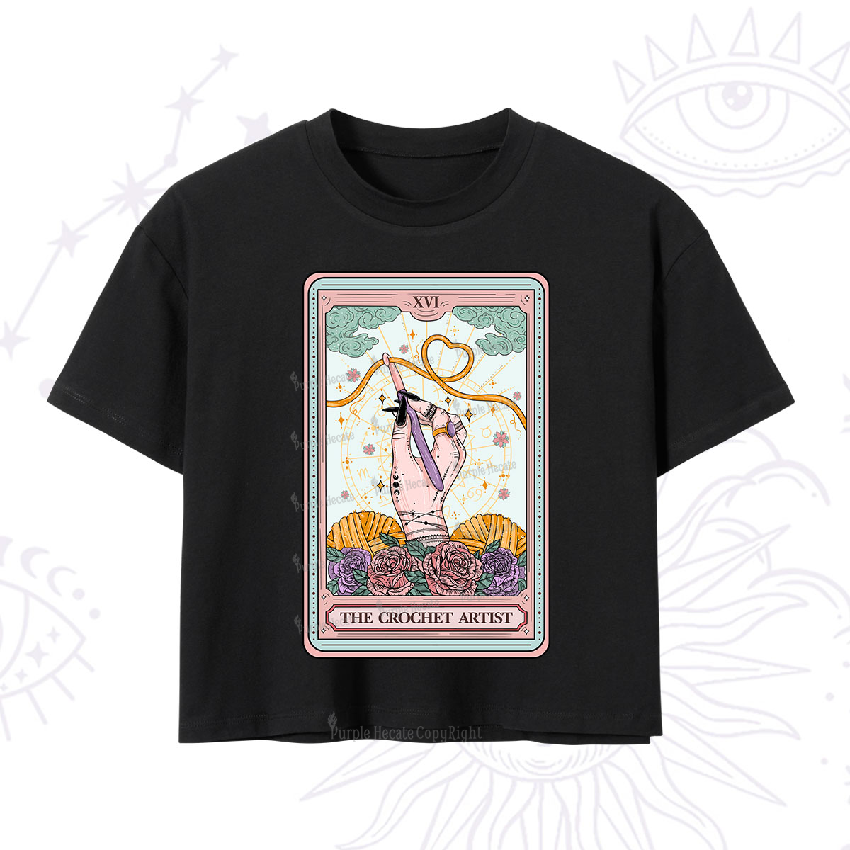 Purplehecate The Crochet Artist Tarot Card Crop T-Shirt