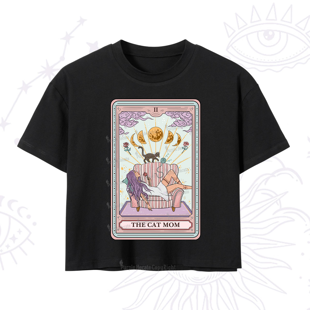 Purplehecate The Cat Mom Tarot Crop T-Shirt