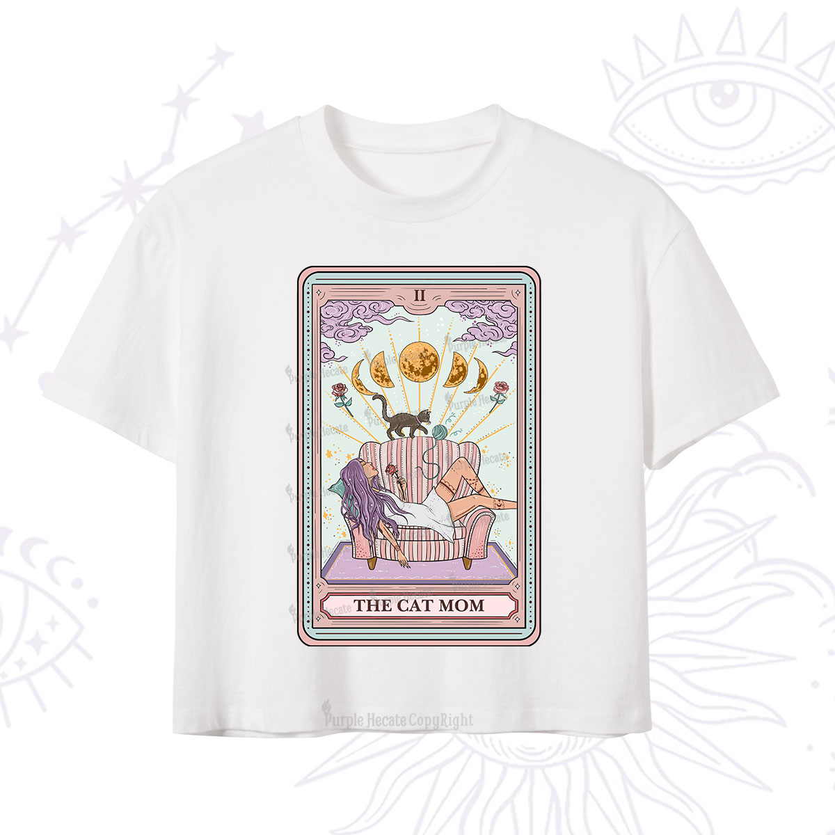 Purplehecate The Cat Mom Tarot Crop T-Shirt