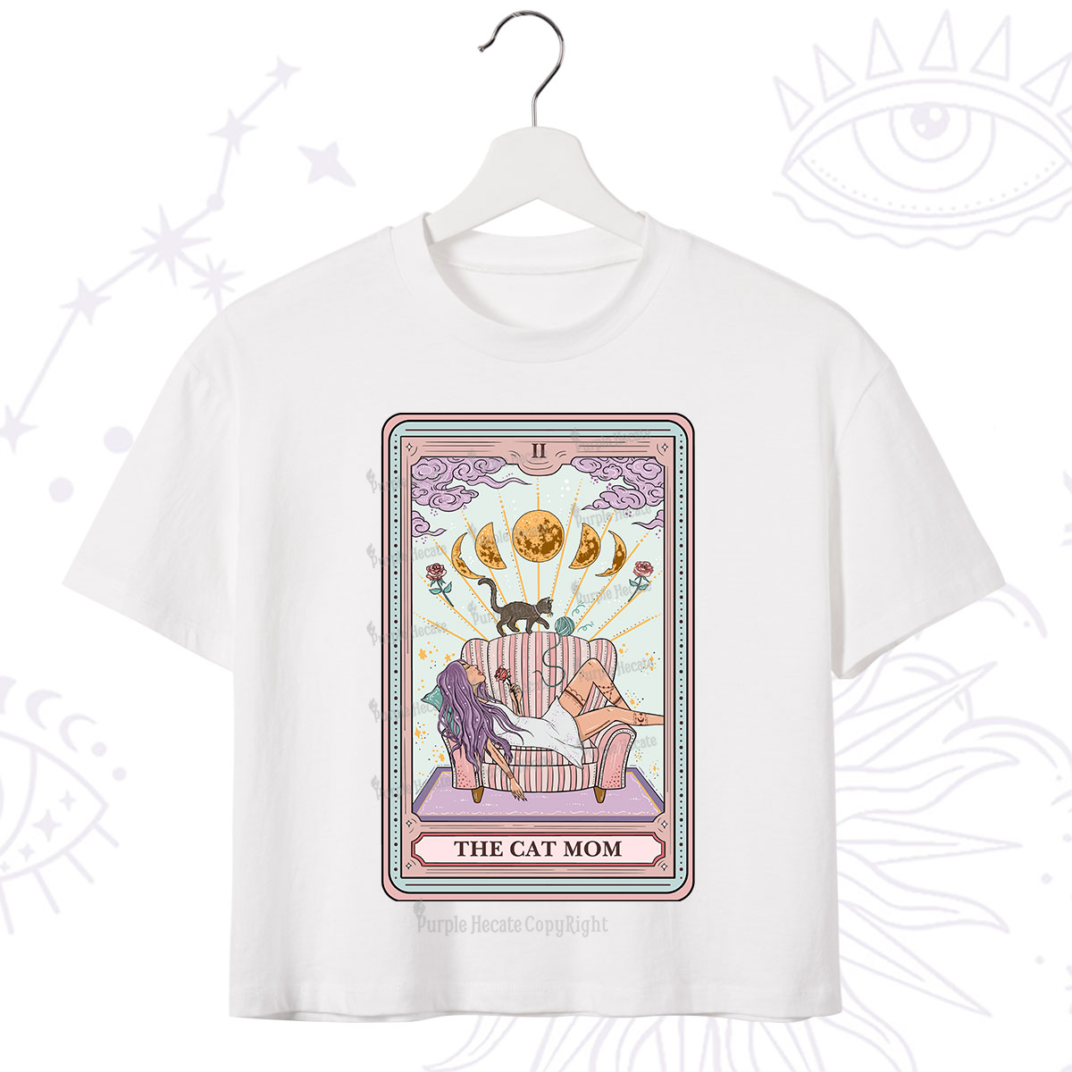 Purplehecate The Cat Mom Tarot Crop T-Shirt