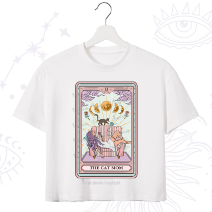 Purplehecate The Cat Mom Tarot Crop T-Shirt