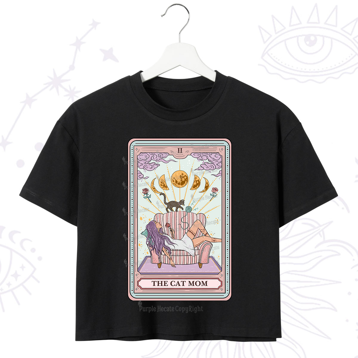 Purplehecate The Cat Mom Tarot Crop T-Shirt