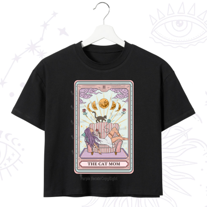 Purplehecate The Cat Mom Tarot Crop T-Shirt