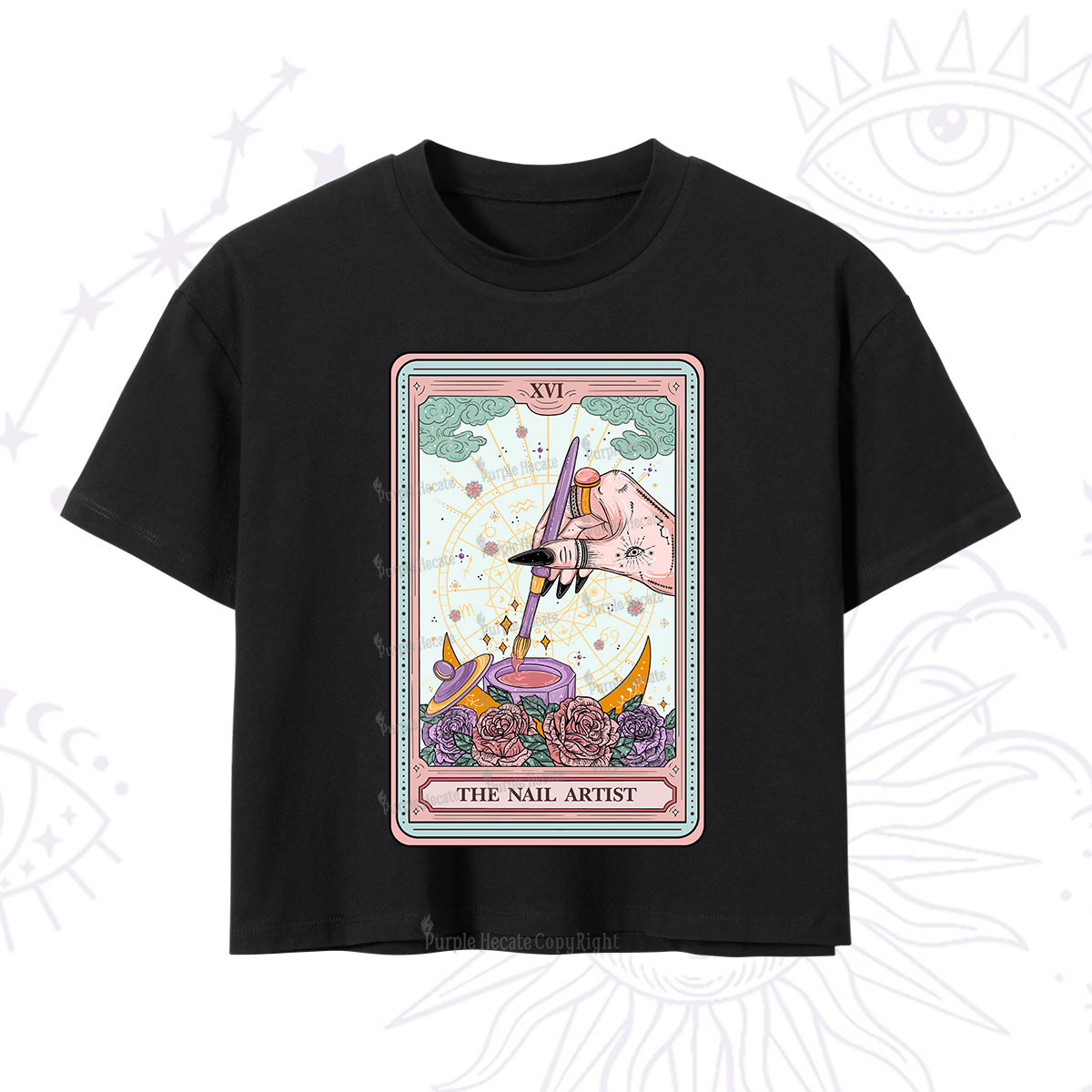 Purplehecate The Nail Artist Tarot Card Crop T-Shirt