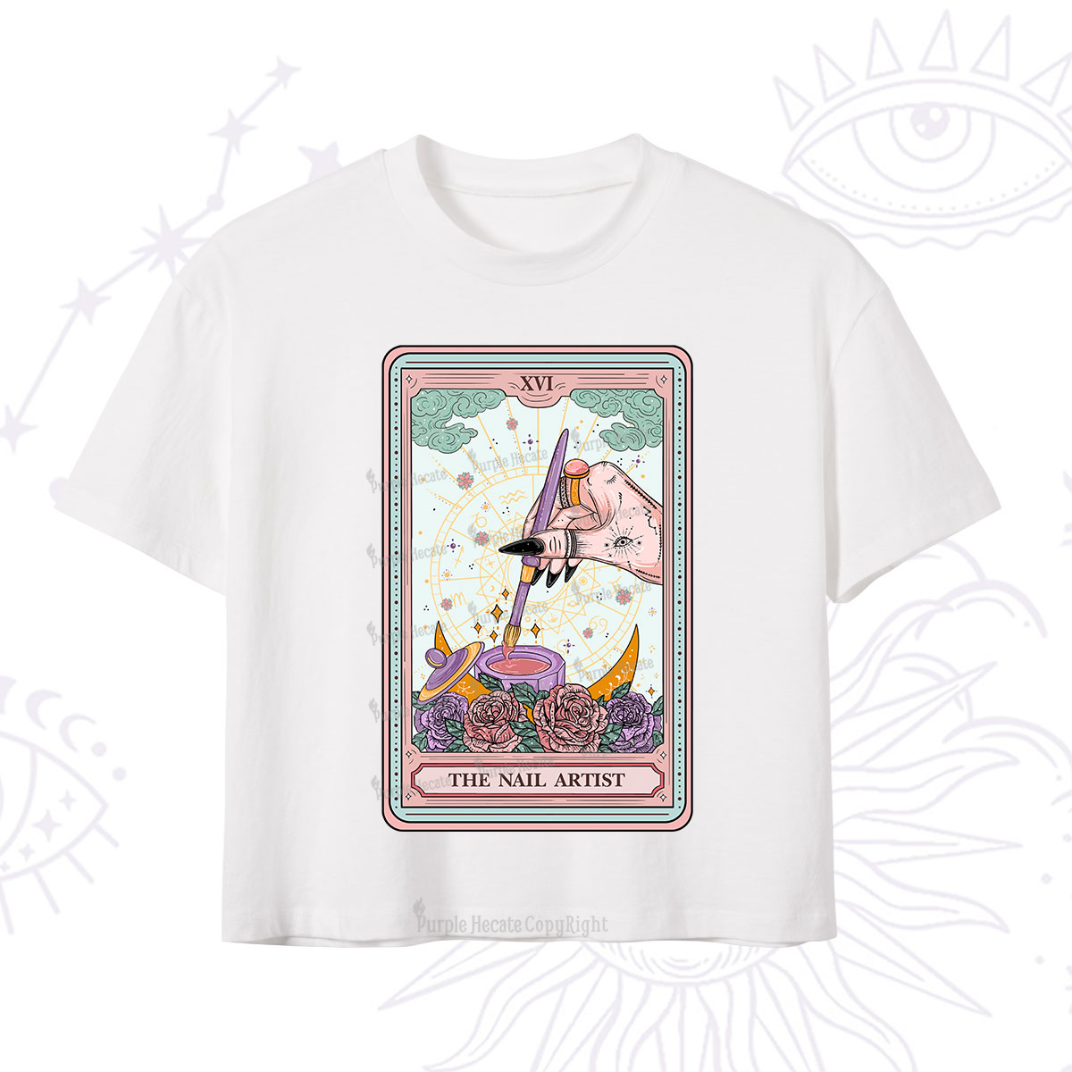 Purplehecate The Nail Artist Tarot Card Crop T-Shirt