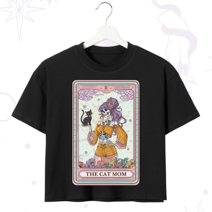 Purplehecate The Skeleton Cat Mom Tarot Card Crop T-Shirt