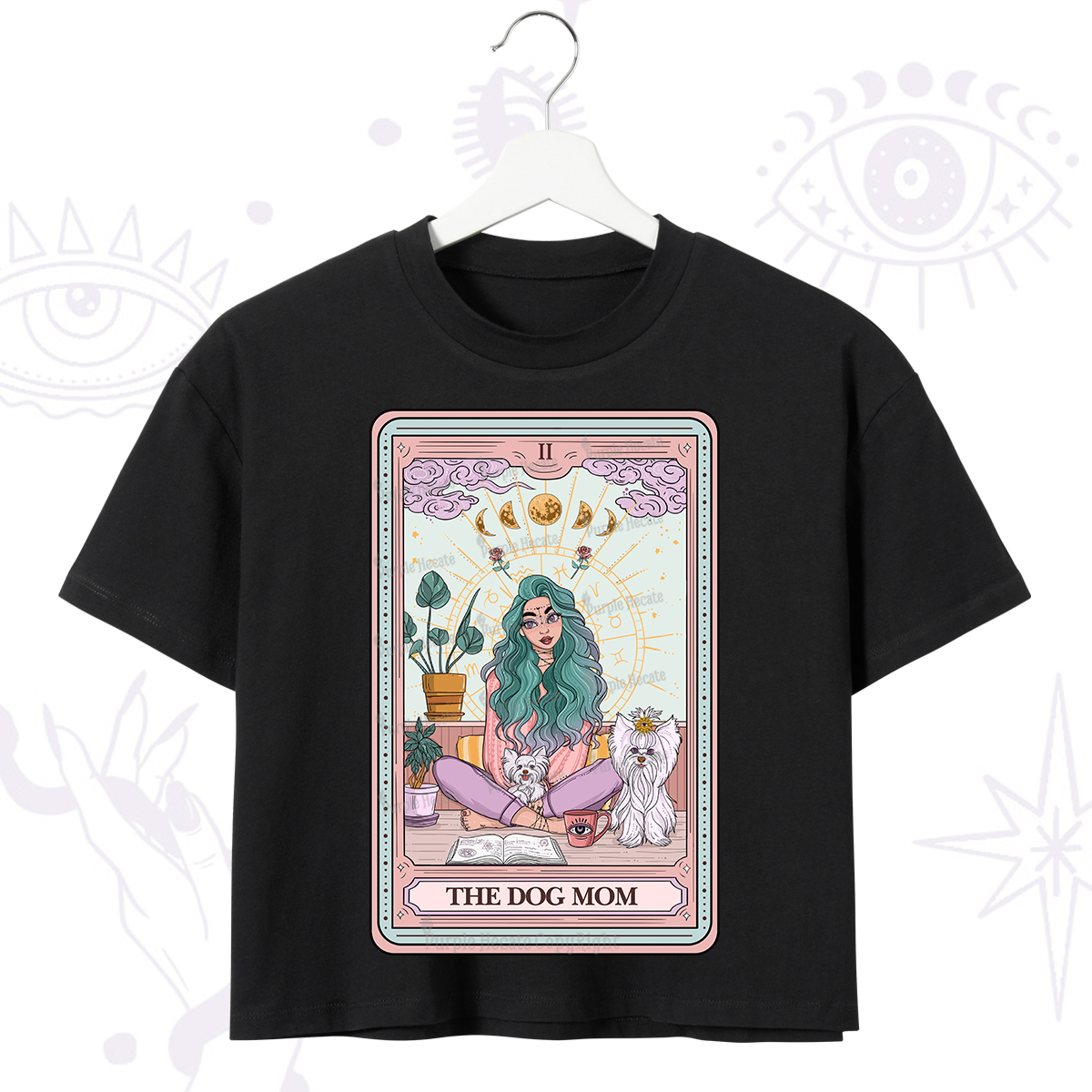 Purplehecate The Divine Dog Mom Tarot Card Crop T-Shirt