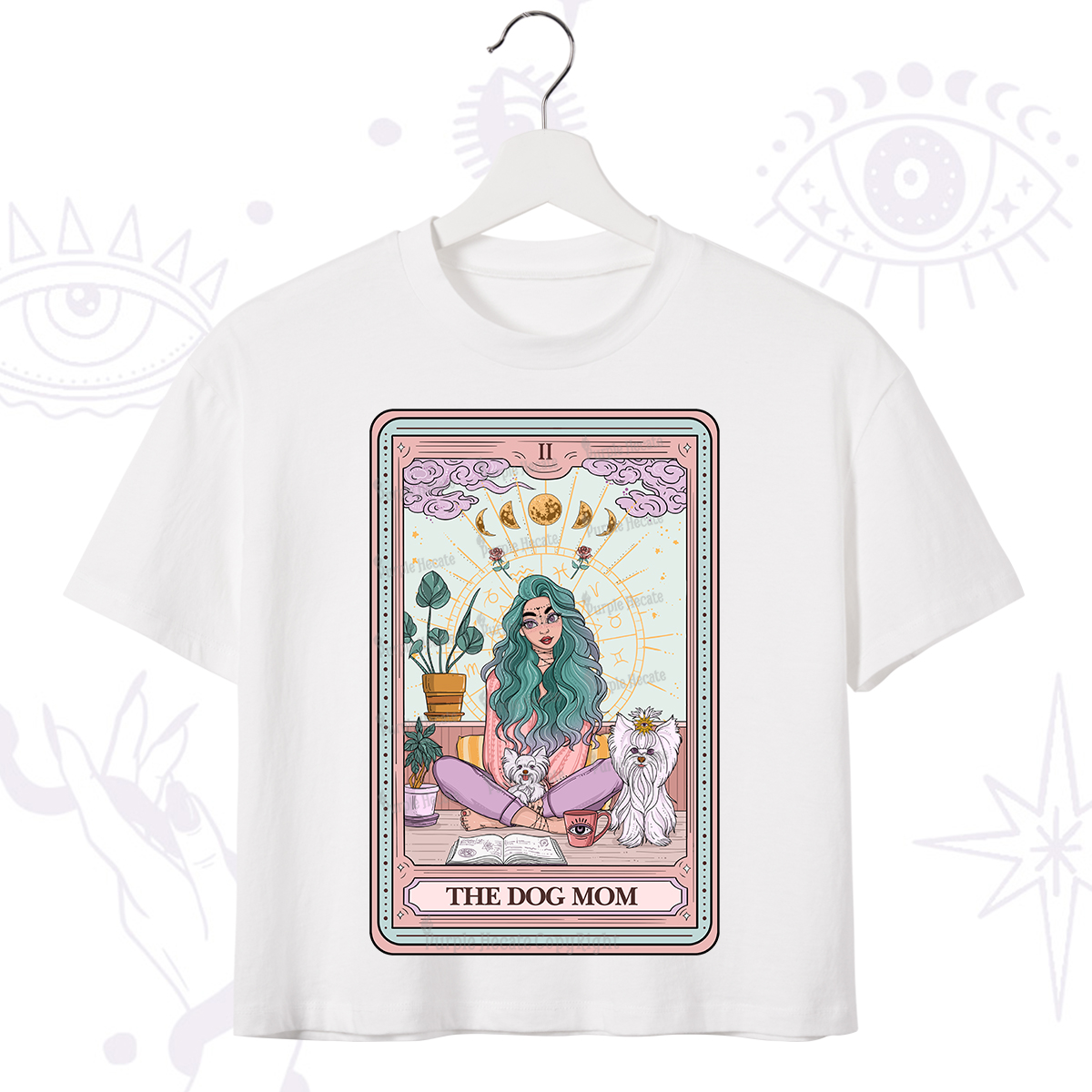 Purplehecate The Divine Dog Mom Tarot Card Crop T-Shirt