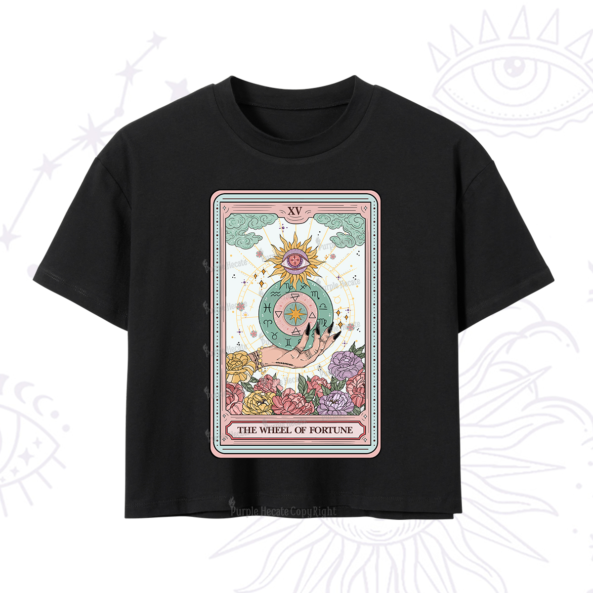 Purplehecate The Wheel of Fortune Tarot Crop T-Shirt