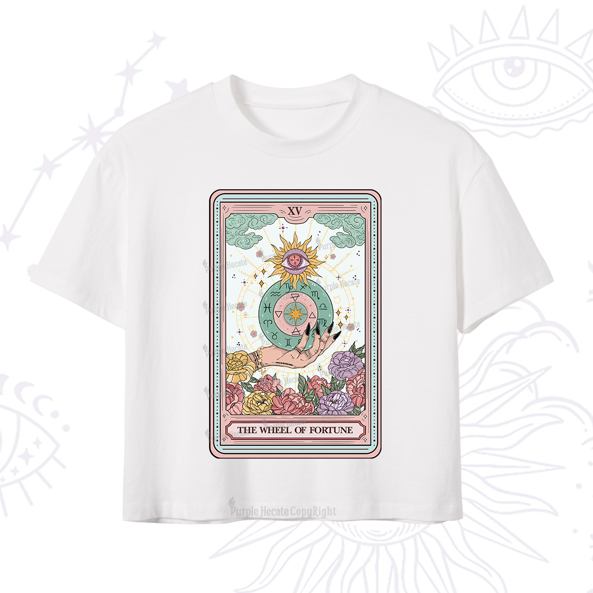 Purplehecate The Wheel of Fortune Tarot Crop T-Shirt