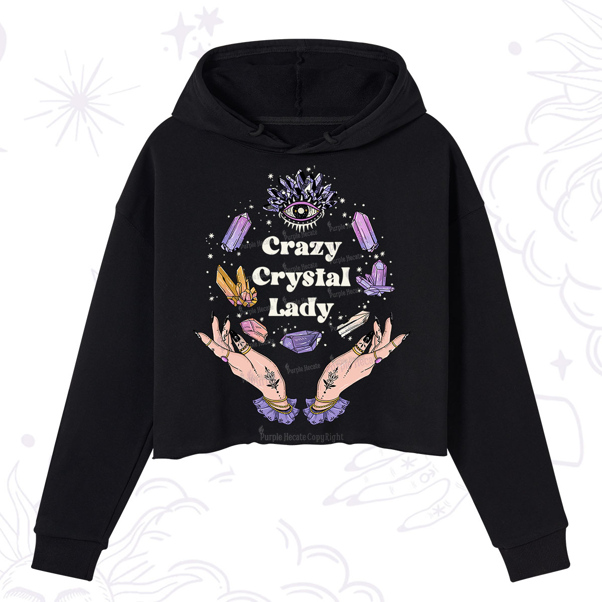 Purplehecate Crazy Crystal Lady Crop Hoodie