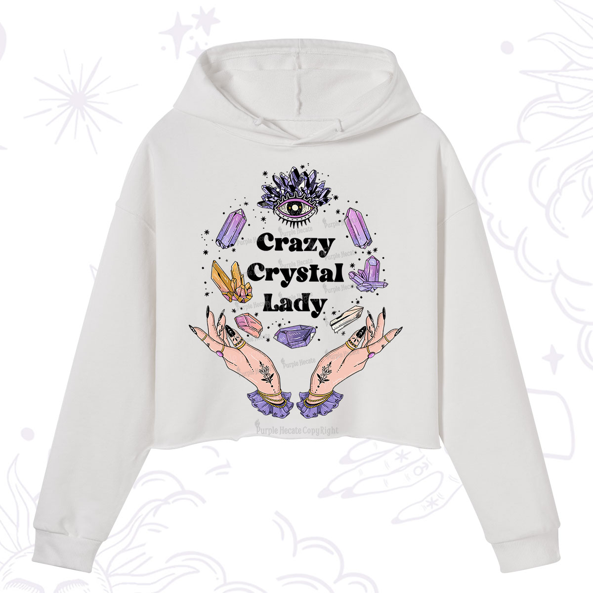Purplehecate Crazy Crystal Lady Crop Hoodie