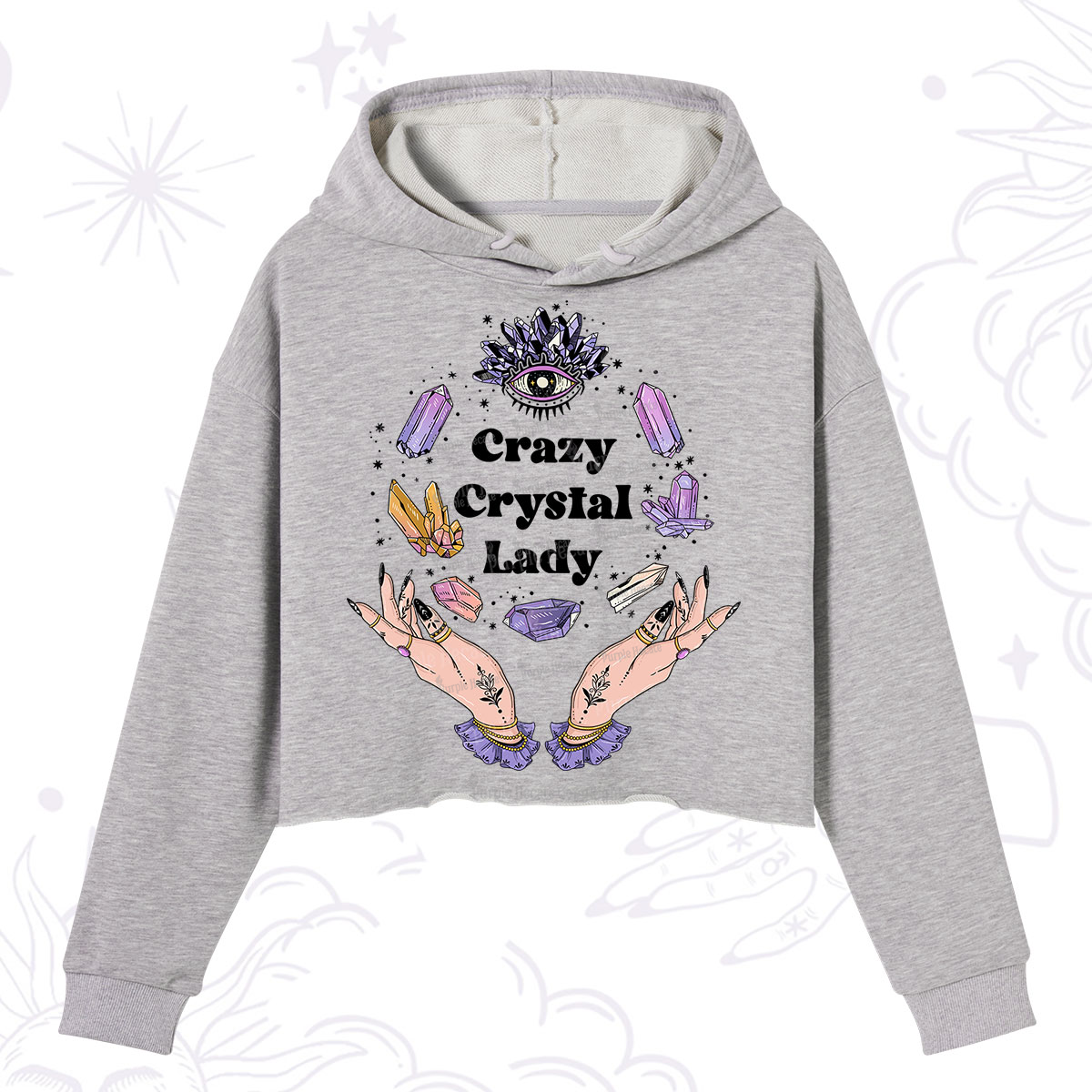 Purplehecate Crazy Crystal Lady Crop Hoodie