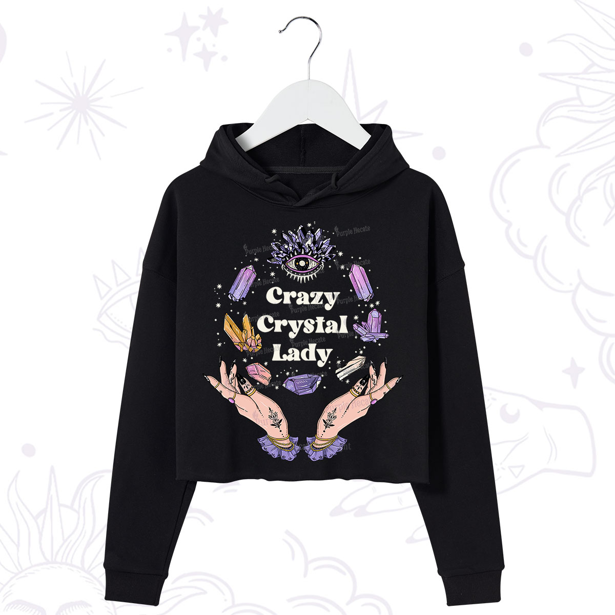Purplehecate Crazy Crystal Lady Crop Hoodie