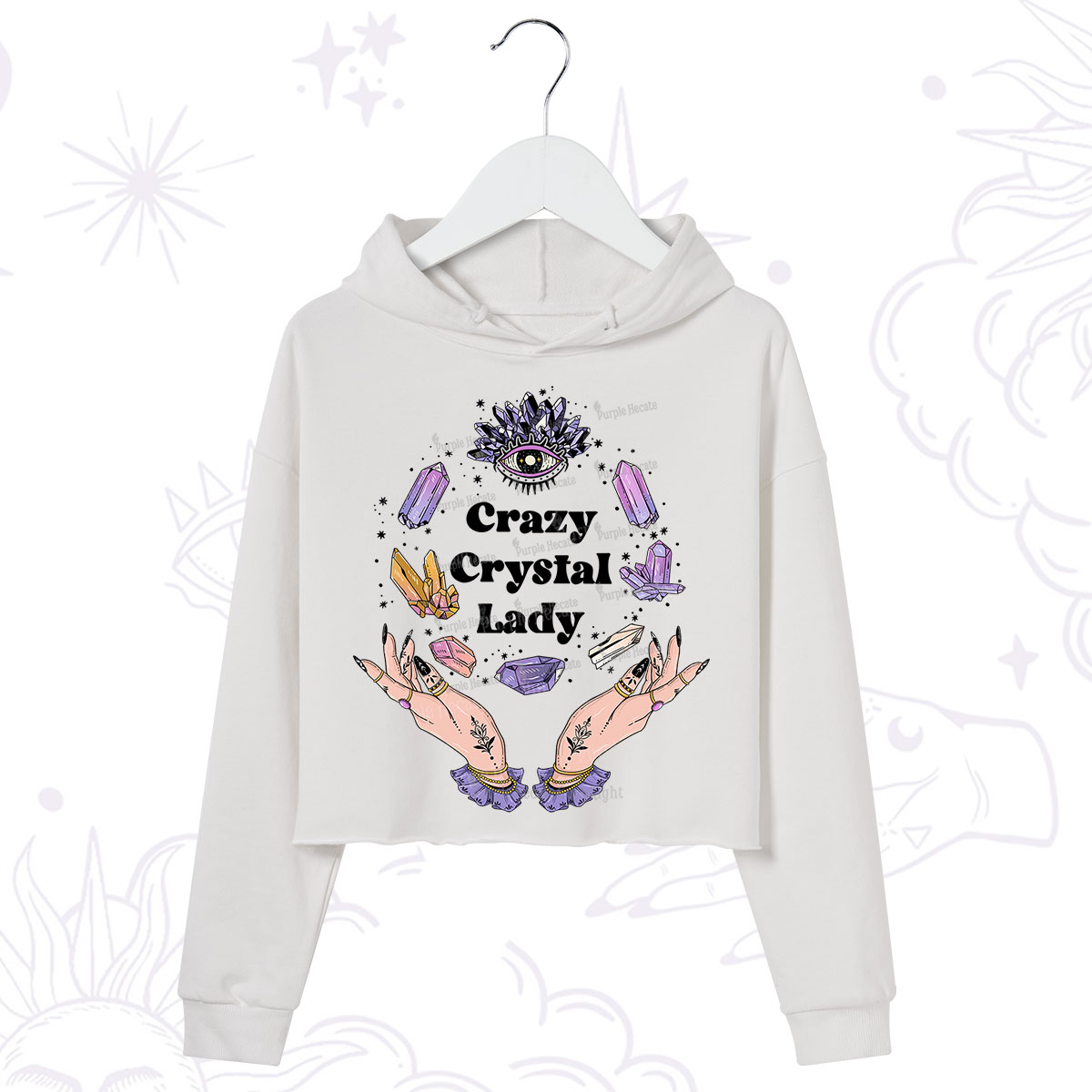 Purplehecate Crazy Crystal Lady Crop Hoodie