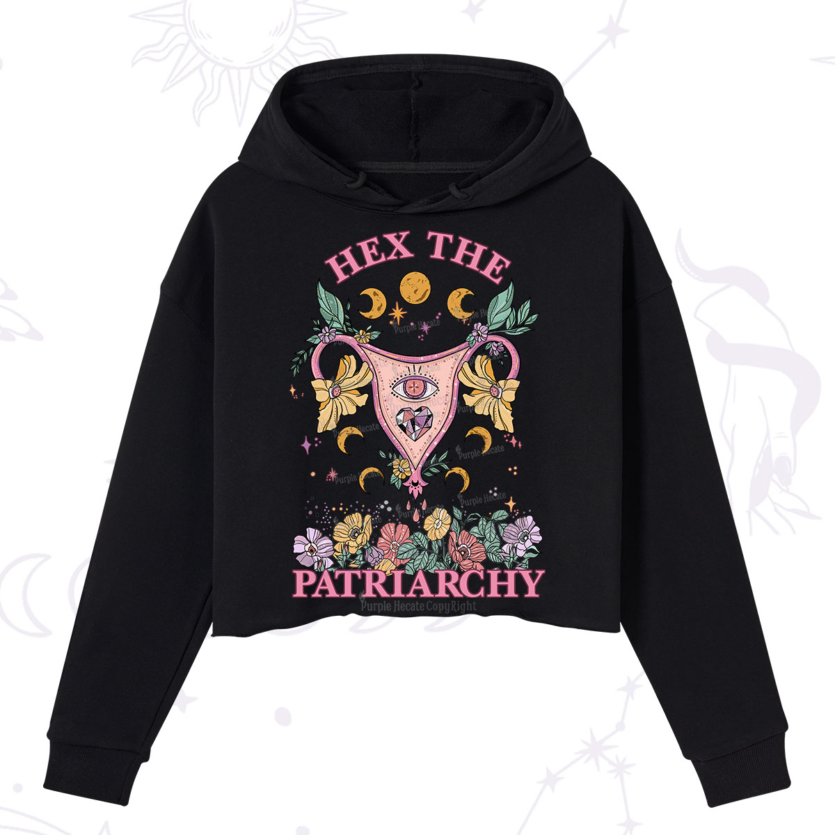 Purplehecate Hex the Patriarchy Feminist Power Crop Hoodie