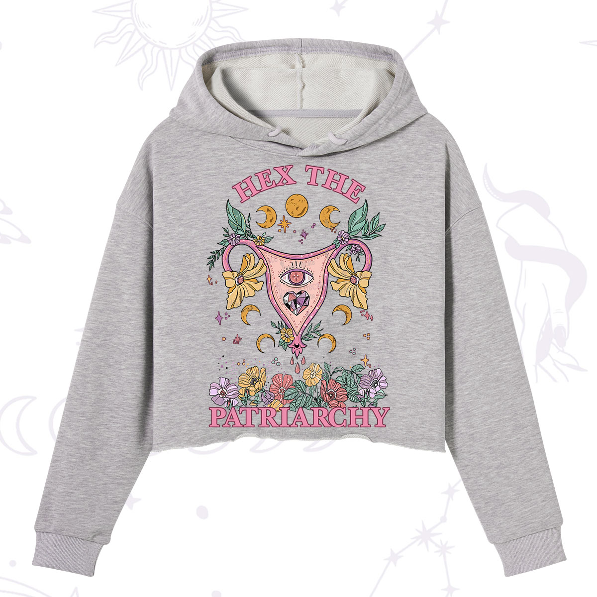 Purplehecate Hex the Patriarchy Feminist Power Crop Hoodie