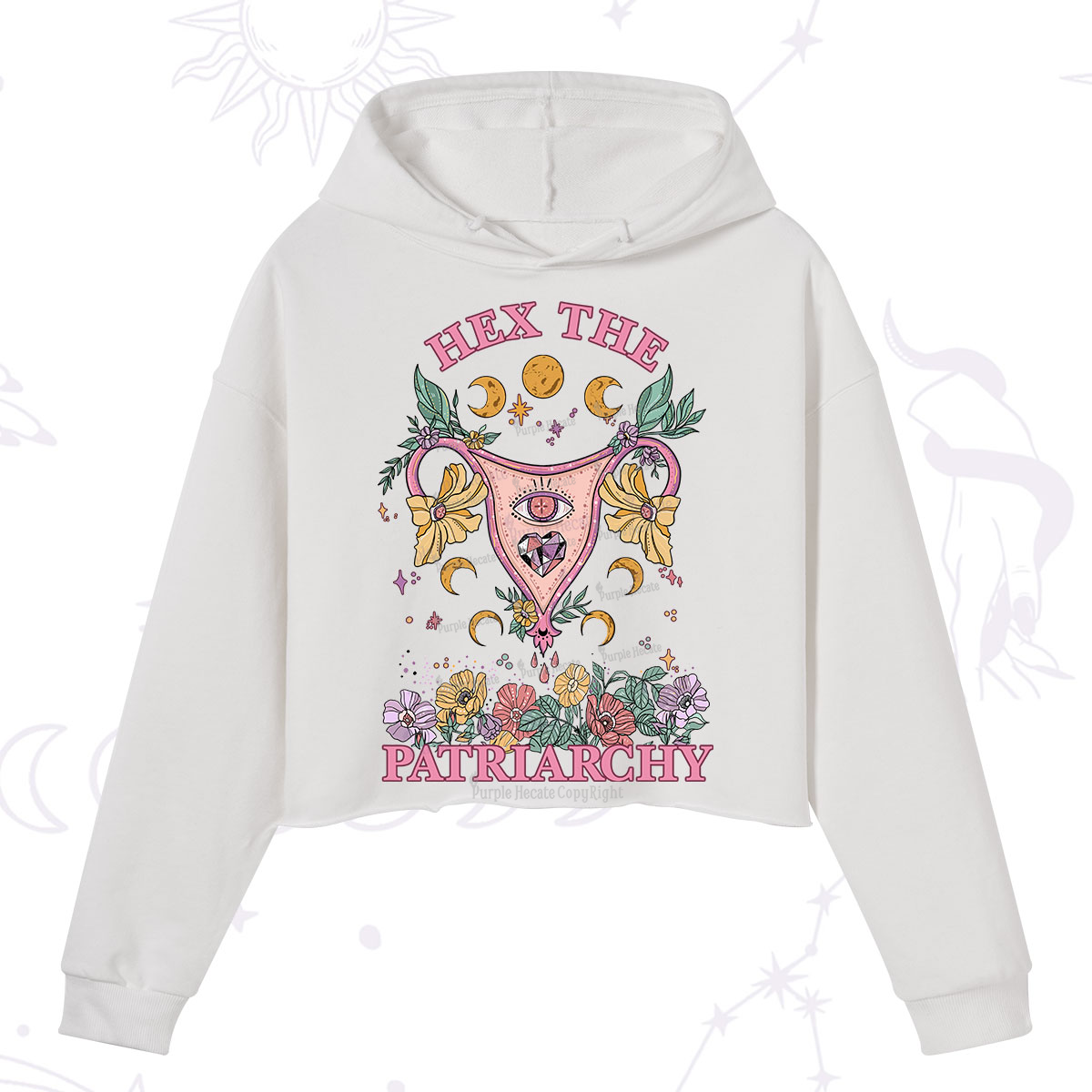 Purplehecate Hex the Patriarchy Feminist Power Crop Hoodie