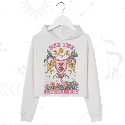 Purplehecate Hex the Patriarchy Feminist Power Crop Hoodie