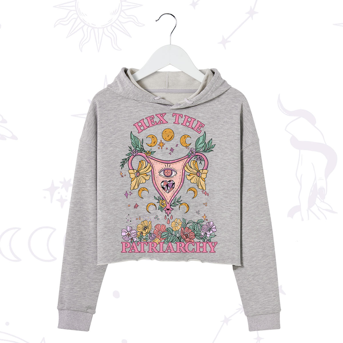 Purplehecate Hex the Patriarchy Feminist Power Crop Hoodie