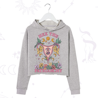 Purplehecate Hex the Patriarchy Feminist Power Crop Hoodie