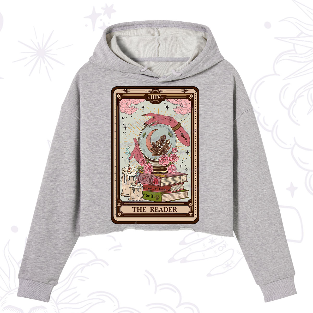 Purplehecate The Reader Tarot Witch Vibes Crop Hoodie